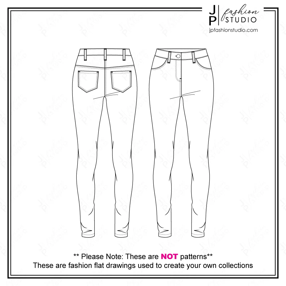 Women Casual Outfit Sketches (3 Styles) / Fashion Flat Sketches / Fall Outfit Fashion Technical Drawings / Long Sleeves Crop Top with Mock Neck, Skinny leg Pant, Open Jacket