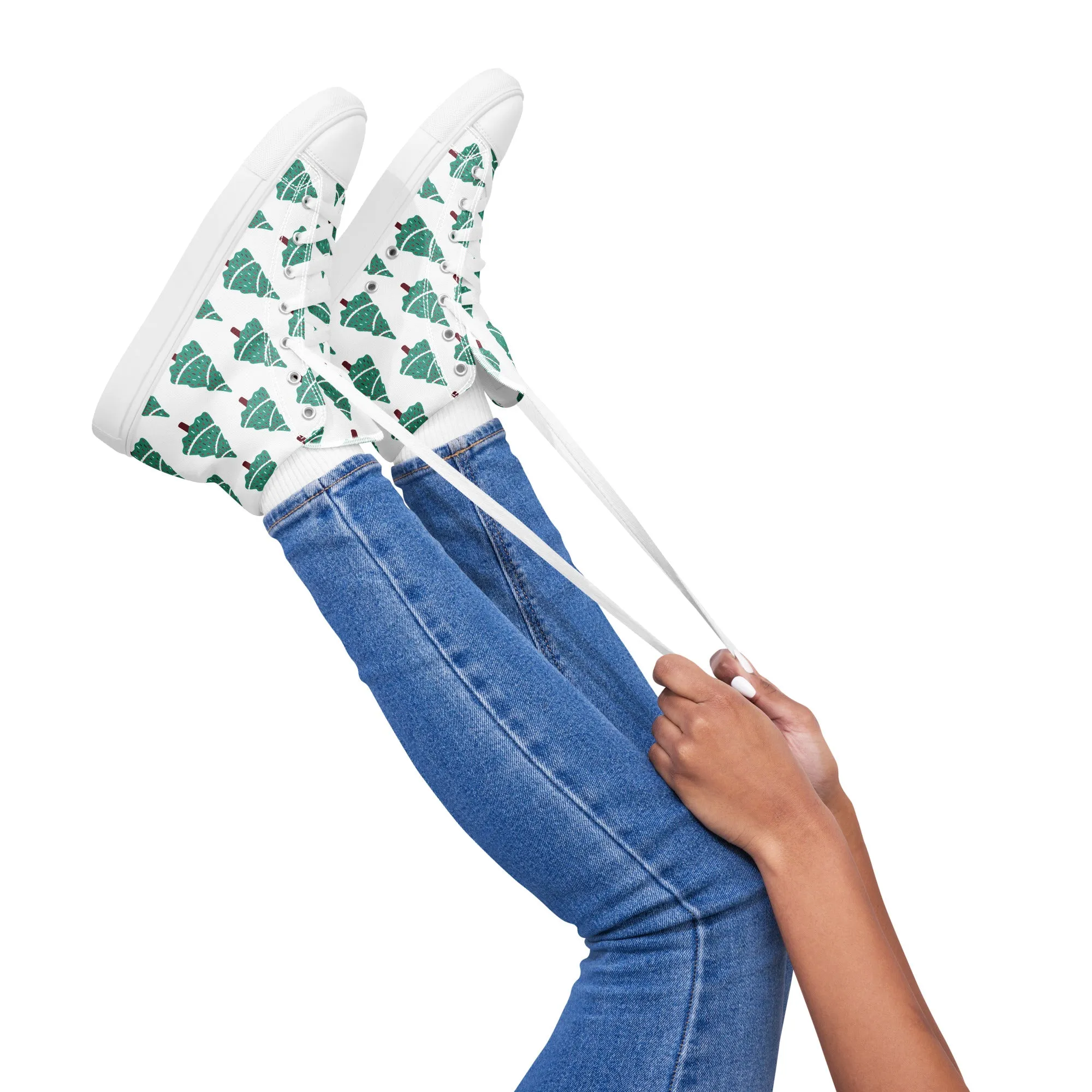 Women Christmas High Top Canvas Shoes (Glamourange Holiday Magic Canvas Shoes For Women - 0011)