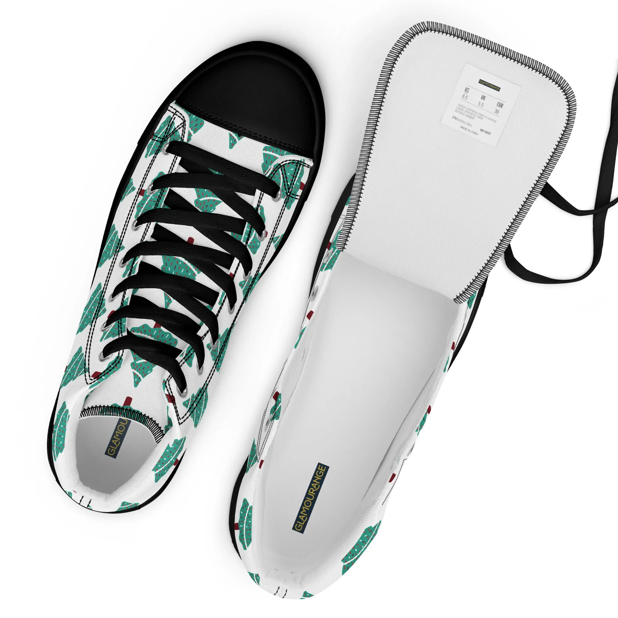 Women Christmas High Top Canvas Shoes (Glamourange Holiday Magic Canvas Shoes For Women - 0011)