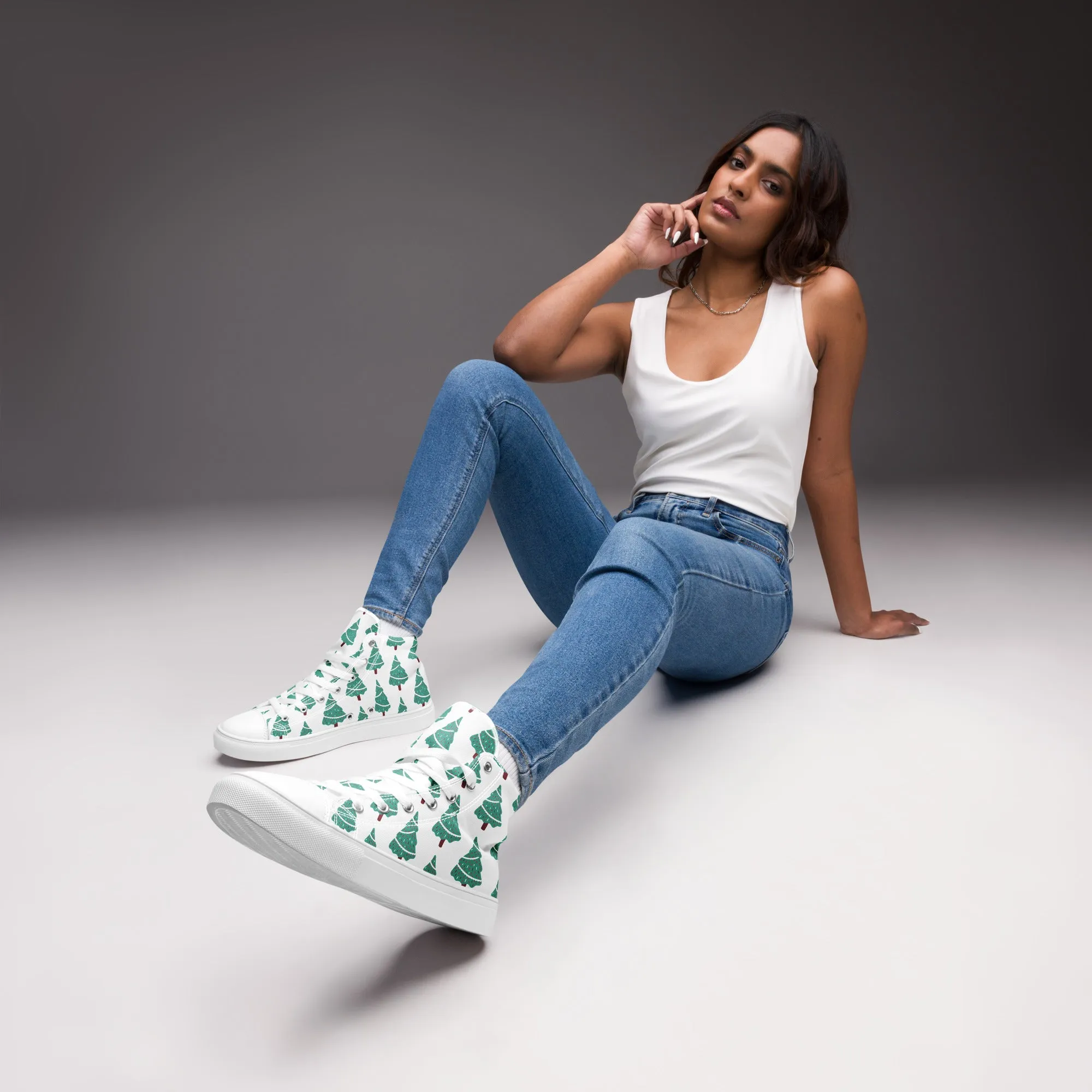 Women Christmas High Top Canvas Shoes (Glamourange Holiday Magic Canvas Shoes For Women - 0011)