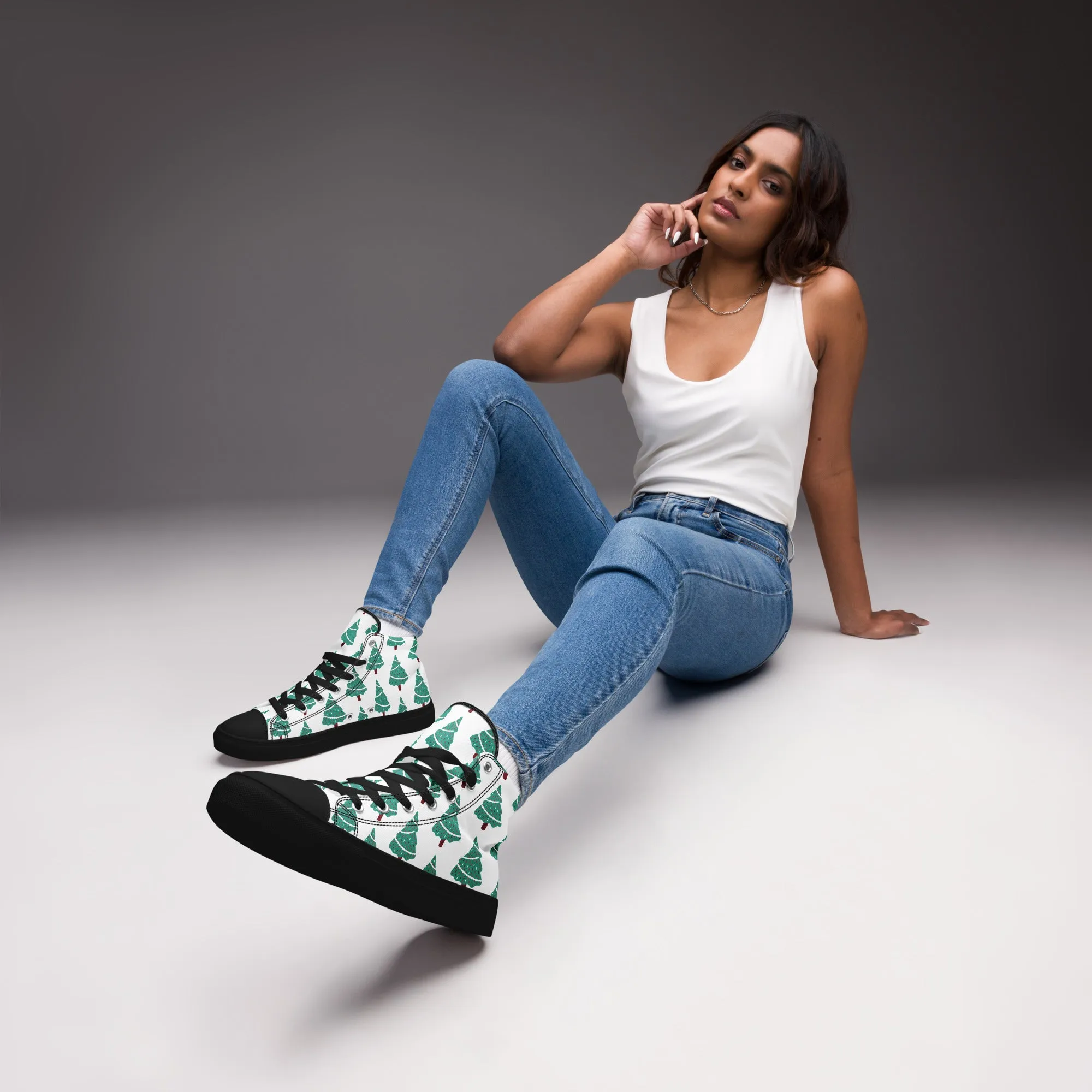 Women Christmas High Top Canvas Shoes (Glamourange Holiday Magic Canvas Shoes For Women - 0011)