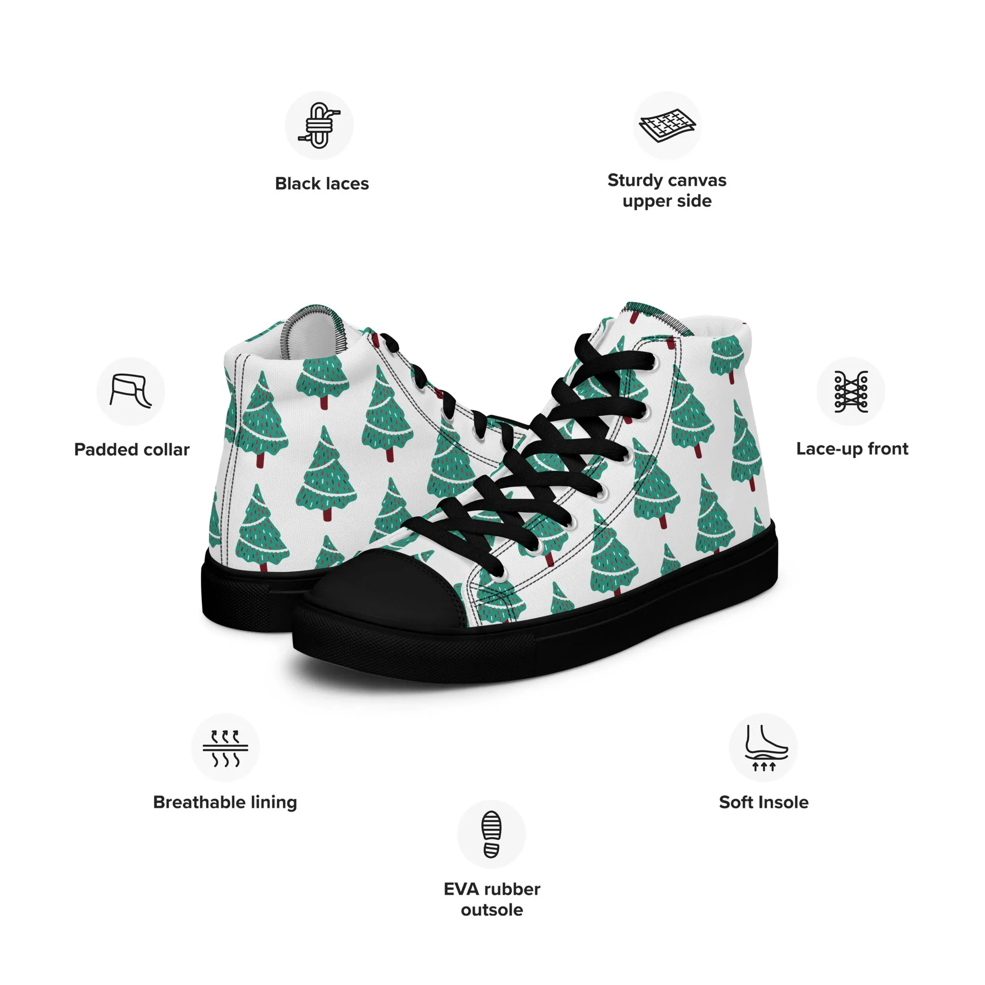 Women Christmas High Top Canvas Shoes (Glamourange Holiday Magic Canvas Shoes For Women - 0011)