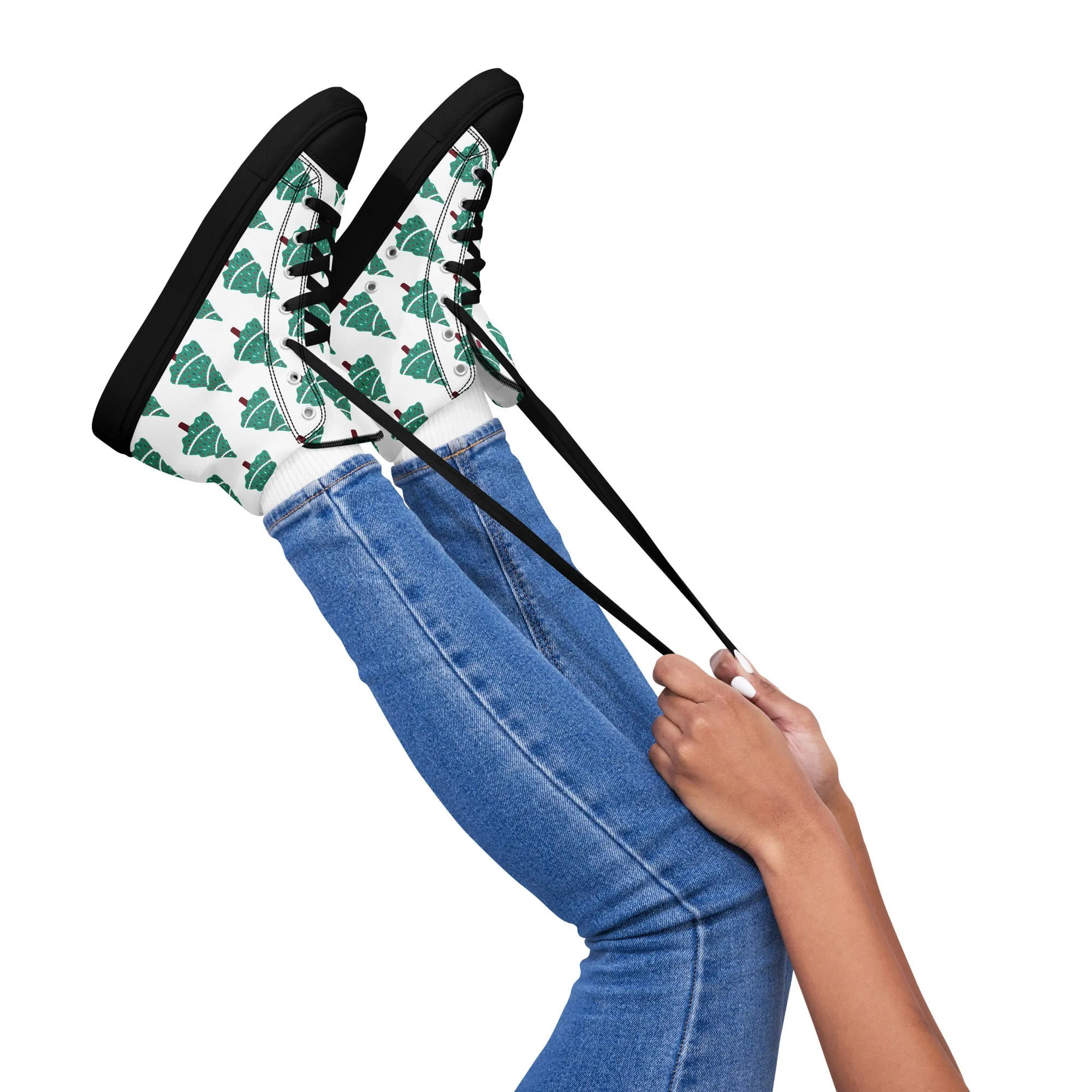 Women Christmas High Top Canvas Shoes (Glamourange Holiday Magic Canvas Shoes For Women - 0011)
