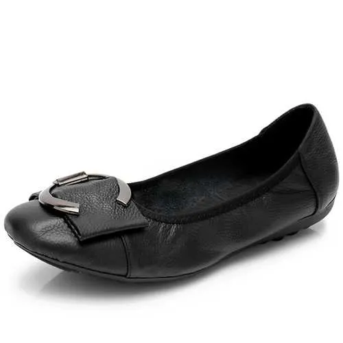 Women Leather Flat Loafers Shoes