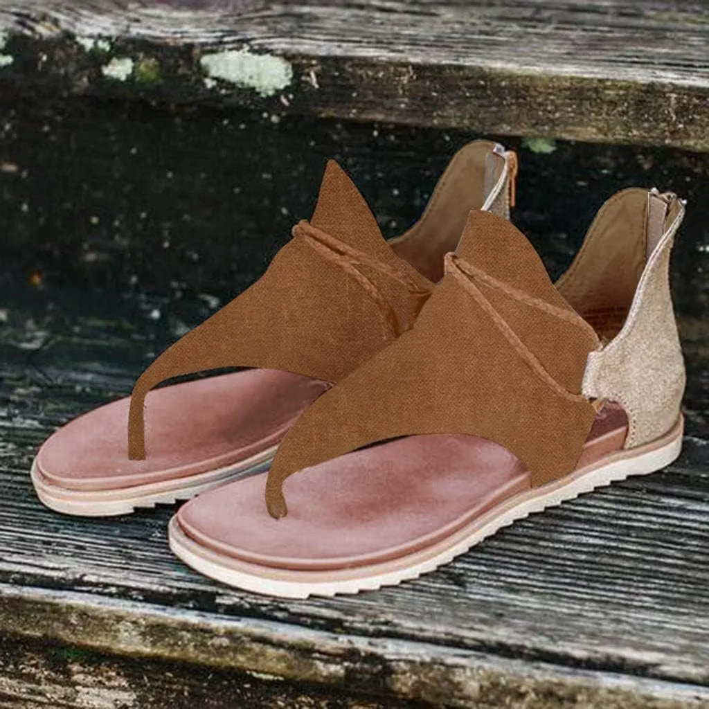 Women Sandlas Women Summer Clip-Toe Shoes Zipper Comfy Sandals Lady Casual Beach Sandals Flip Flops For Women