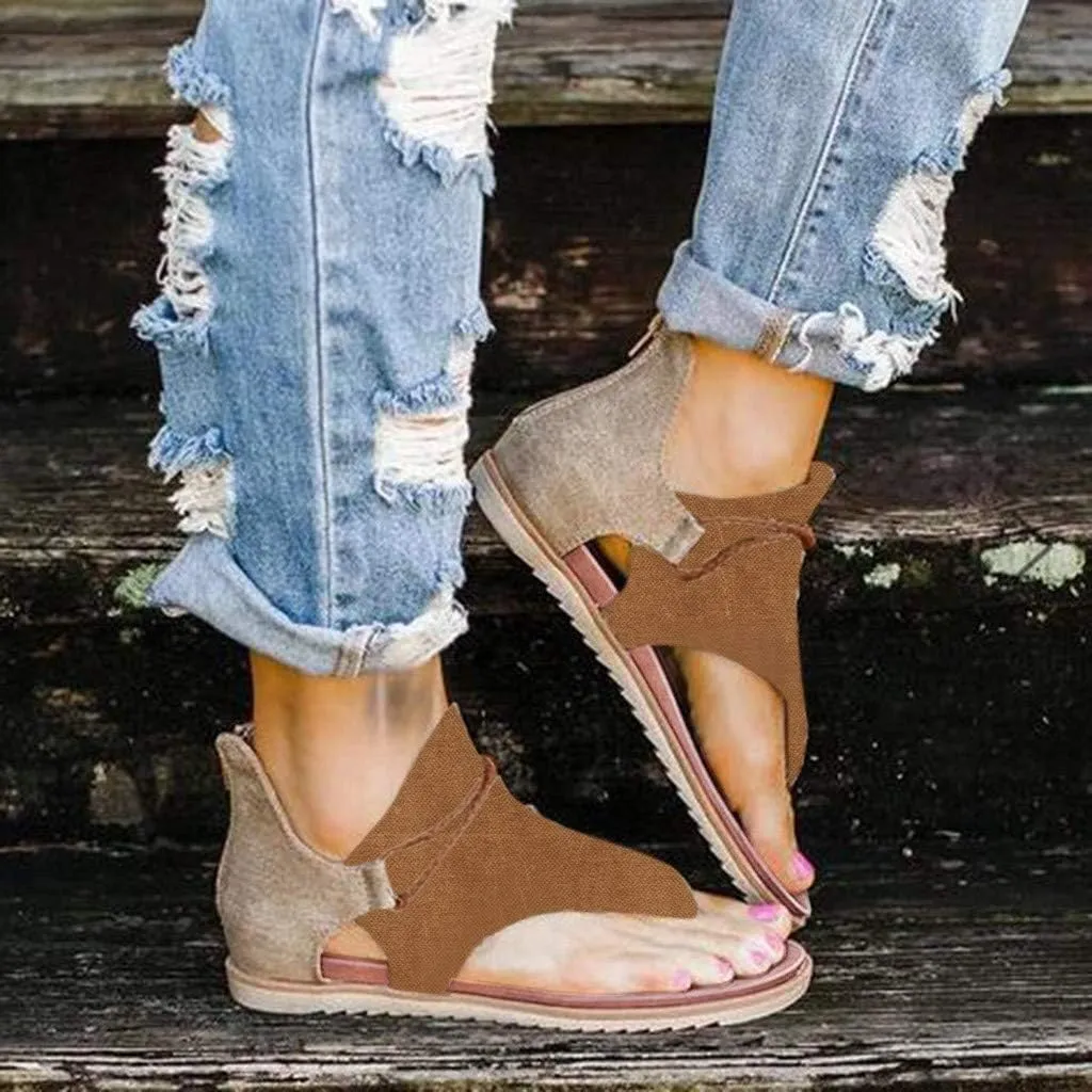 Women Sandlas Women Summer Clip-Toe Shoes Zipper Comfy Sandals Lady Casual Beach Sandals Flip Flops For Women