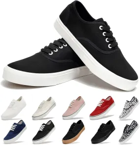 Women's Canvas Shoes Low Top Fashion Classic Slip on Canvas Sneakers Lace-up Walking Shoes Tennis Shoes