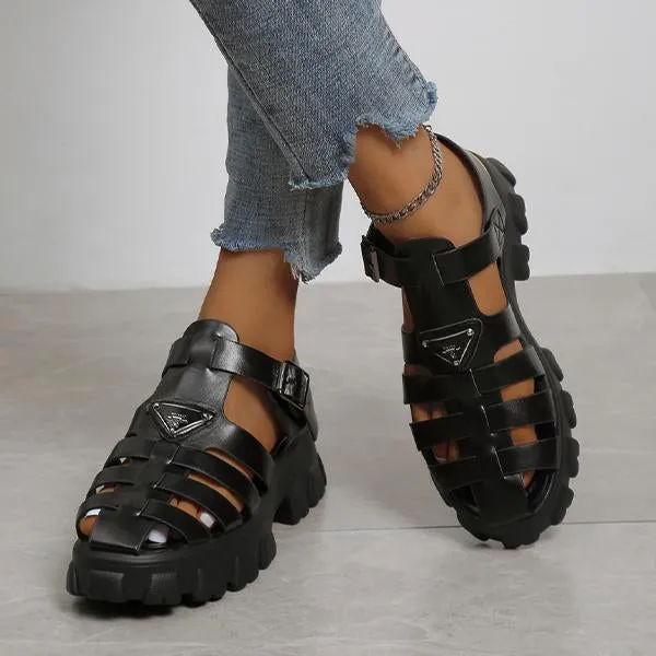Women's Casual Platform Hollow Roman Sandals 22899739S