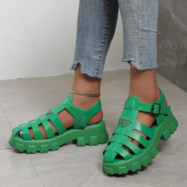 Women's Casual Platform Hollow Roman Sandals 22899739S