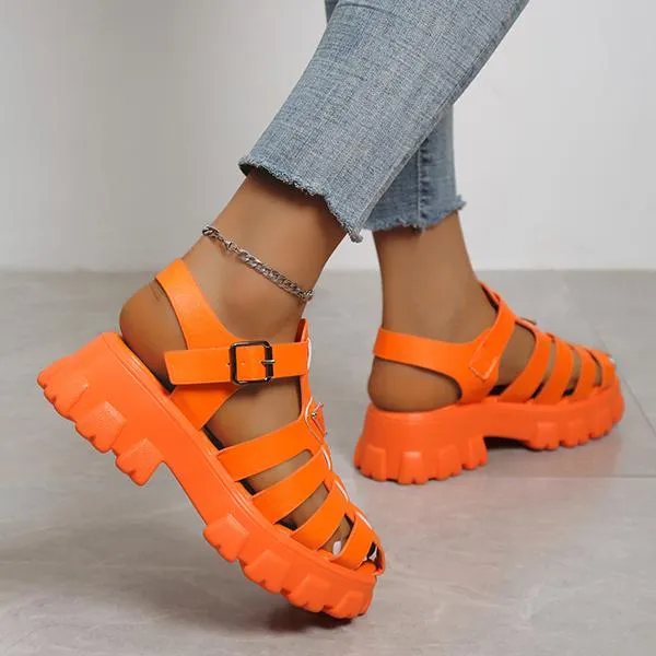 Women's Casual Platform Hollow Roman Sandals 22899739S