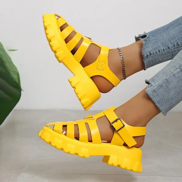 Women's Casual Platform Hollow Roman Sandals 22899739S