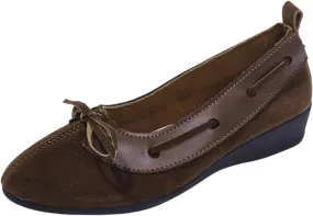 Women's Casual Wedge Heel Shoes Closed Toe Leather Upper Color Block Design Comfortable Everyday Wear Versatile