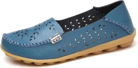 Women's Comfort Walking Boat Shoe Slip on Flat Shoes Ladies Dressy Moccasins Driving Penny Loafers Leather Breathable On Nurse Loafer Round Toe Wild Fashion Soft Orthopedic Sole Flats Casual