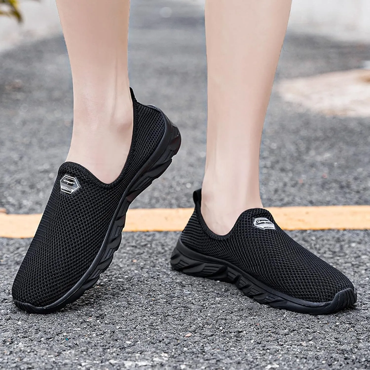 Women's Fashion Sneaker Non Slip Breathable Lightweight Comfortable Lace Up Running Shoes Mens Womens Loafer Shoes Black Platform Sneakers for Women
