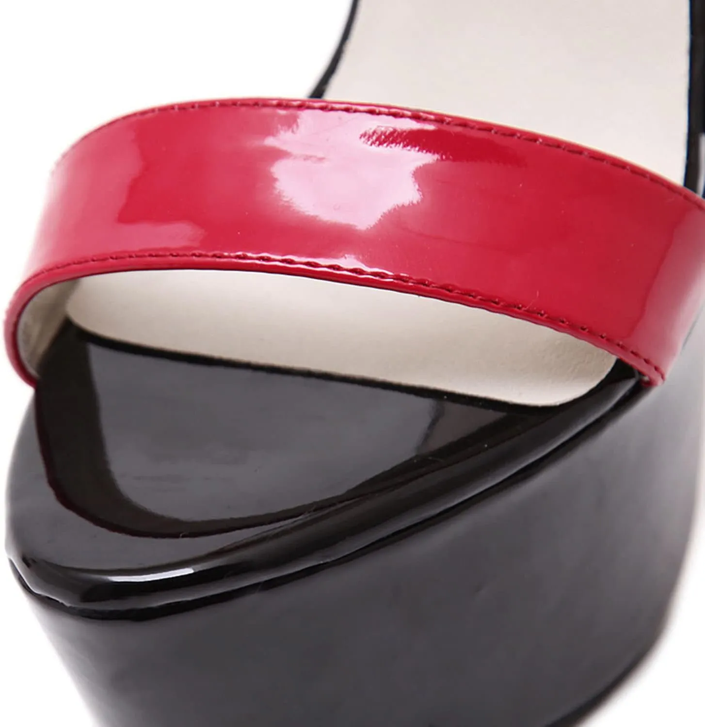 Women's Heels Stilettos High Heels Platform Stiletto Round Toe Sandals Sexy Nightclub Party Color Matching 16Cm Large Size Heels PU Buckle High Heel