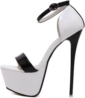 Women's Heels Stilettos High Heels Platform Stiletto Round Toe Sandals Sexy Nightclub Party Color Matching 16Cm Large Size Heels PU Buckle High Heel