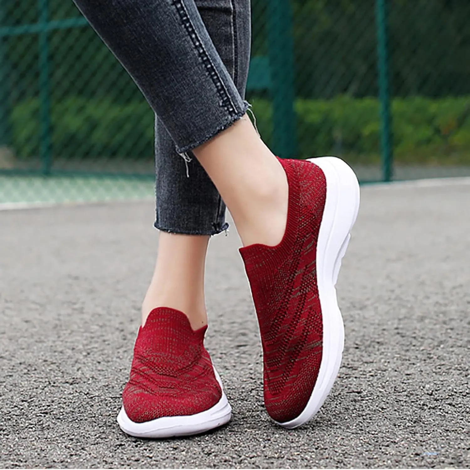 Womens Platform Sneakers White Tennis Shoes Slip On Shoes Women Wide Width Black Shoes Women Wide Women's Fashion Sport Breathable Mesh Platform Sneakers Zapatos para Correr De Mujer