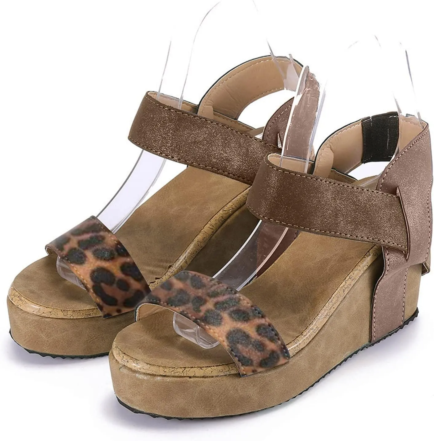 Women's Roman Toe Beach Sandals Shoes Flip Flops Wedges Casual Breathable Open Women's Sandals Jewelry Sandals for Women (Brown, 8)