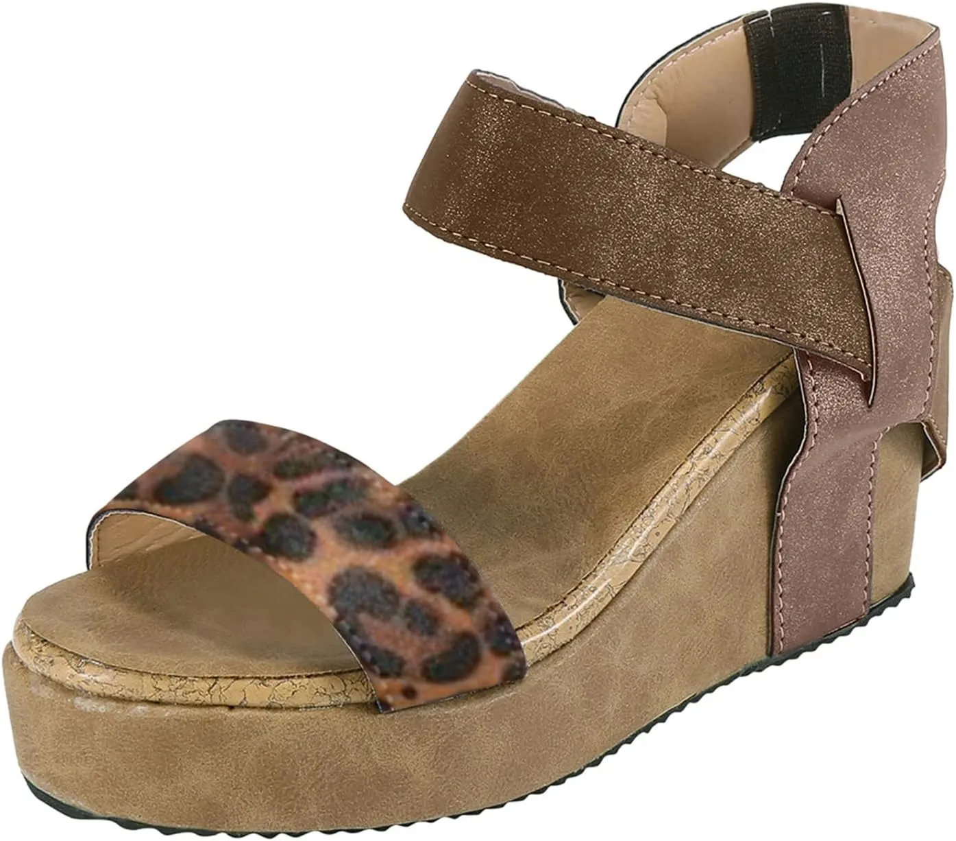 Women's Roman Toe Beach Sandals Shoes Flip Flops Wedges Casual Breathable Open Women's Sandals Jewelry Sandals for Women (Brown, 8)